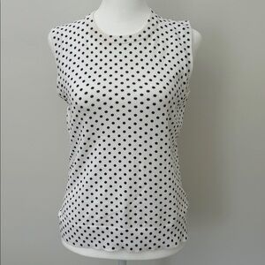 J. Crew White and Navy Polka Dot Sweater